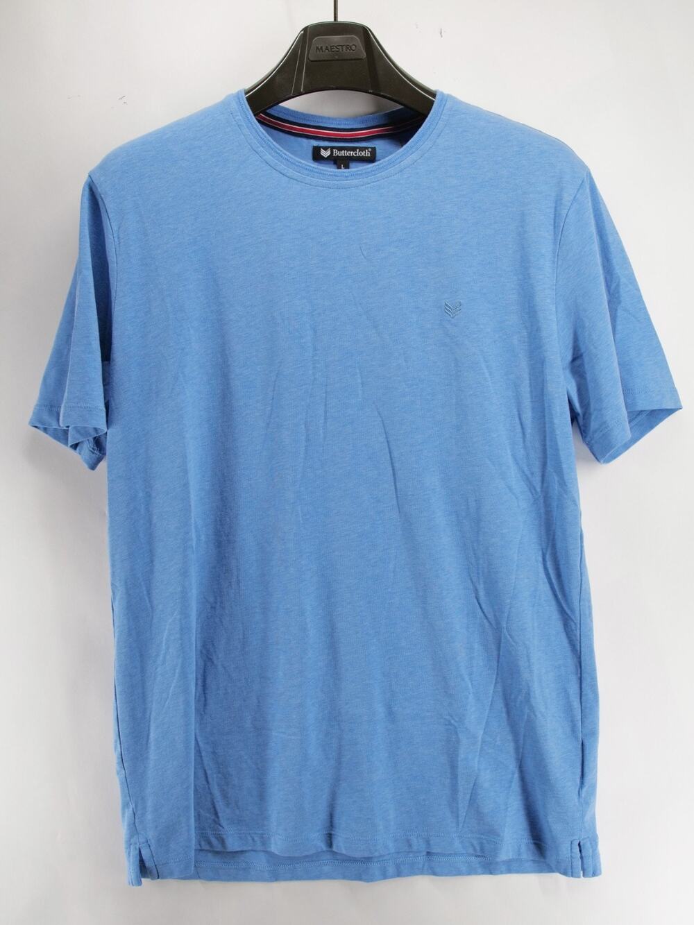 Buttercloth Short Sleeve Performance Crewneck T-Shirt Men Large Light Blue Solid